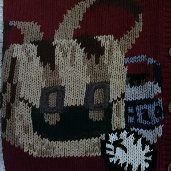 VTG Hunt Print Hand Embroidered Knit Vest L - Picture 6 of 8